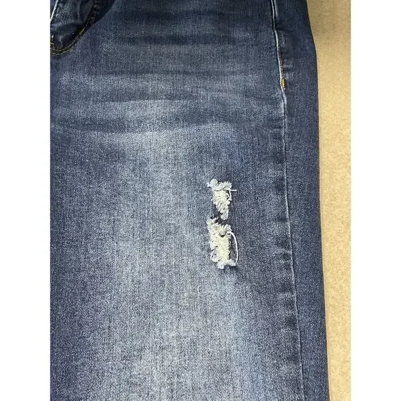 !iT Helena Women's High Rise Skinny Ankle Jeans, Size 8 Blue Wash Distressed - Picture 12 of 14